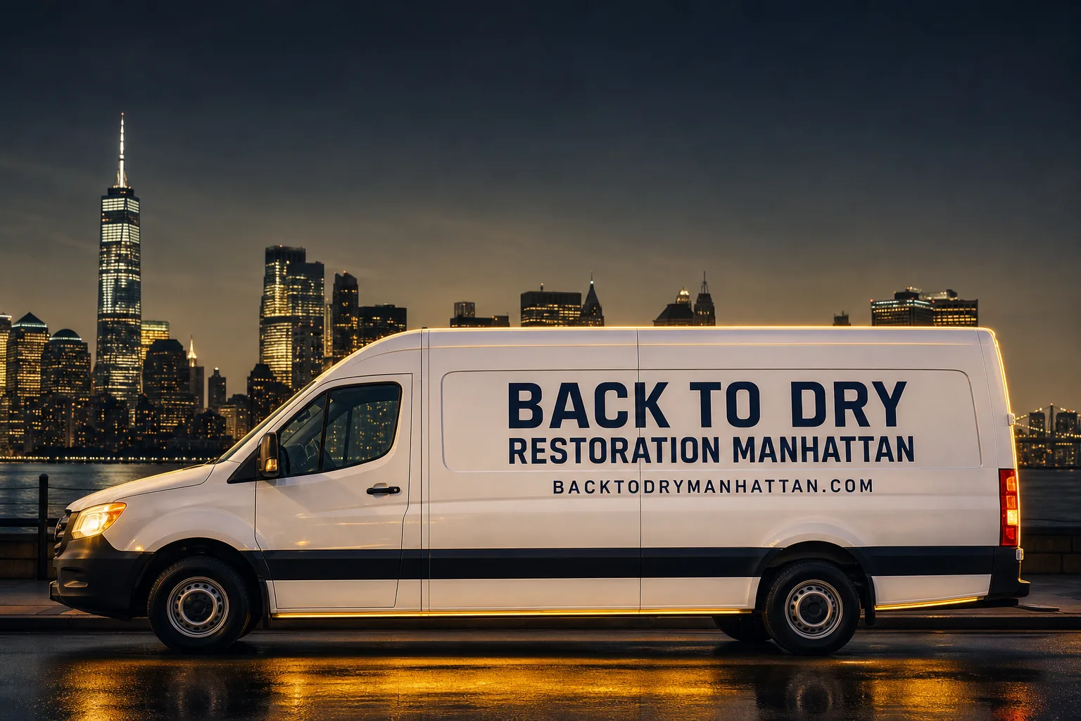 Back to Dry Restoration Manhattan damage restoration service vehicle and crew in Manhattan, NY